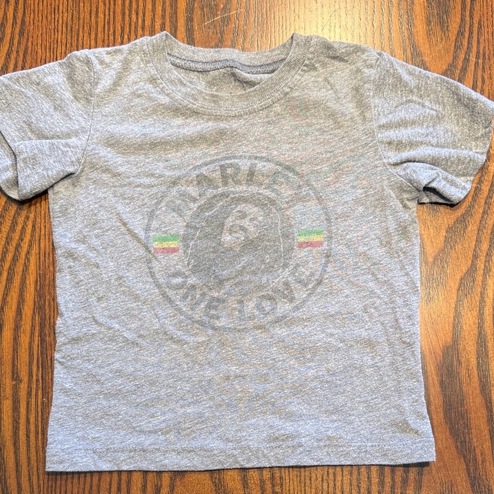 Zion Rootswear Bob Marley One Love Gray Kids Short Sleeve T-Shirt 2T